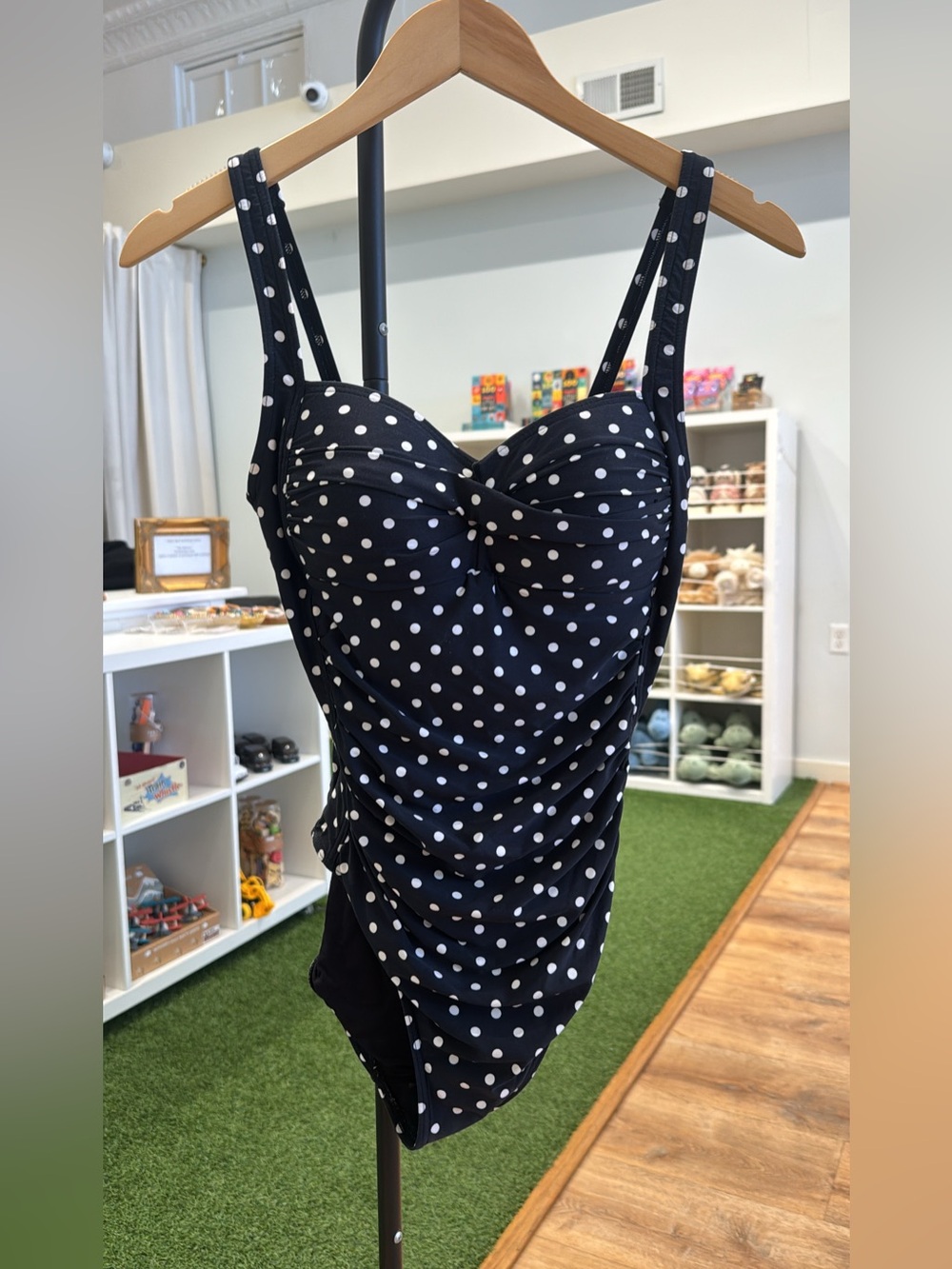 Women’s Classic Polka Dot Navy One-Piece Swimsuit